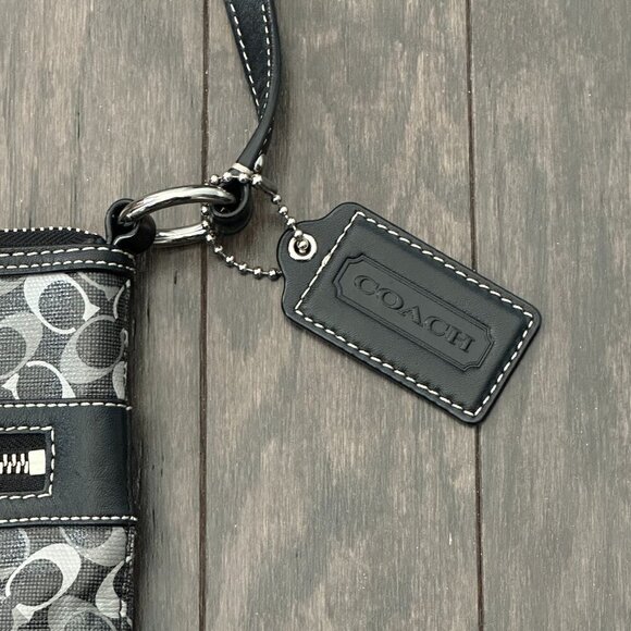 Coach Black & Gray Signature File Cross Body Bag Style #C1168-F17120 - Picture 5 of 16